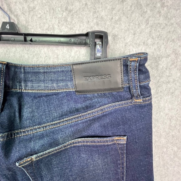 Express Jeans Men 34x27.5 Blue Denim Skinny Fit Stretch‎ Y2K Casual Faded - Picture 10 of 12